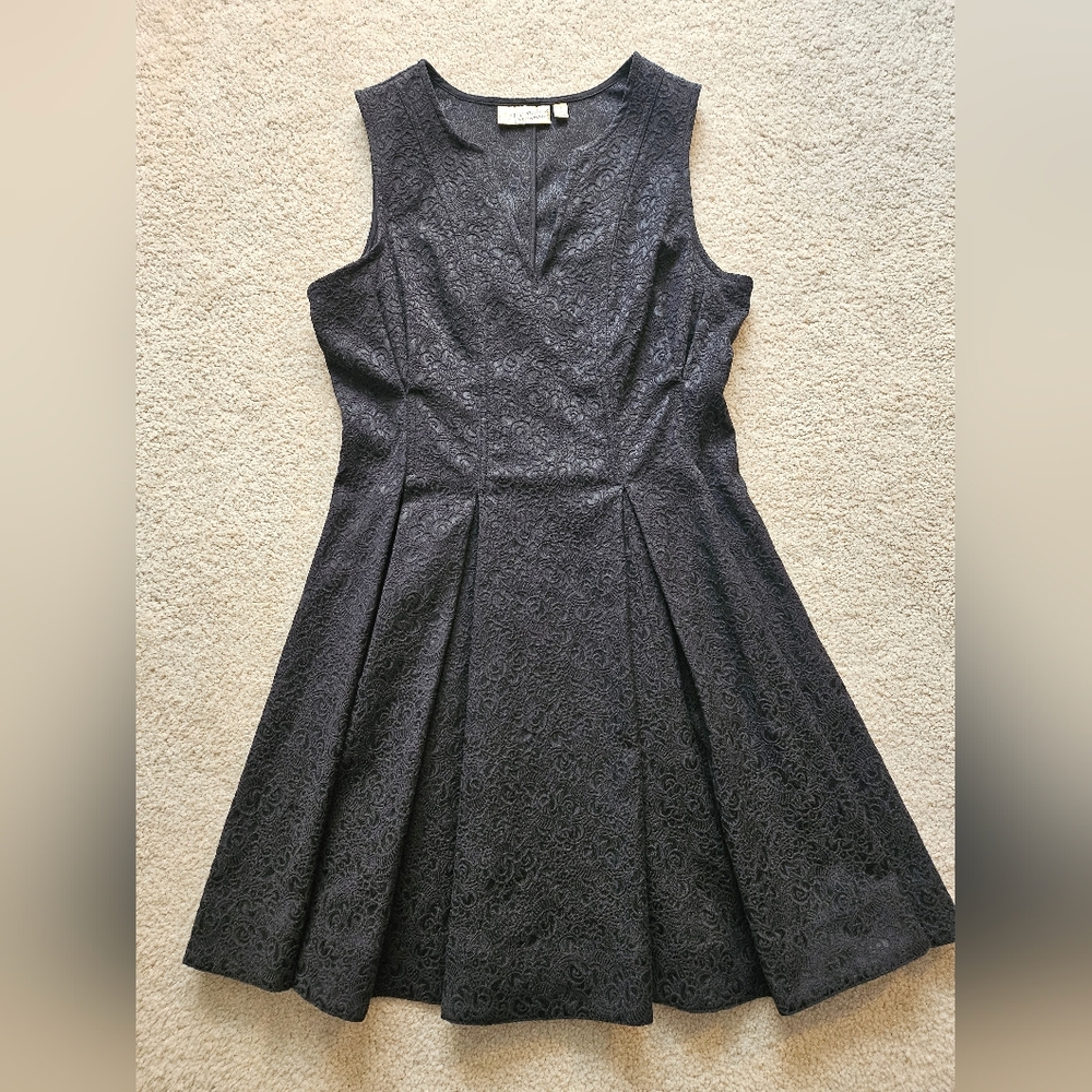 Princess Vera Wang Sleeveless Black Textured Fit & Flare Dress
